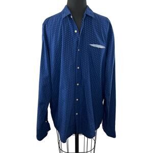Scotch & Soda Blue White Dot Regular Fit Chic Pochet Button-Down Cotton Shirt XL